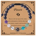 Pisces constellation bracelet with blue goldstone beads and adjustable braided rope - Pisces (Woven Style)