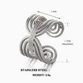 Verstellbarer silberner Edelstahl-Spiralring mit modernem geometrischem Design - Linienstil / Stahlfarbe
