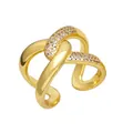 Elegant gold-plated criss-cross open ring with sparkling white zircon stones - Gold - Style A (Crisscross)