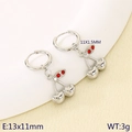 Chic silver cherry hoop earrings with sparkling red crystals and a polished finish - Polished Metal Red Zirconia Cherry Silver Hoops (KE119997-GC)