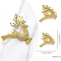 Golden reindeer napkin ring with textured matte finish for Christmas table decor - Gold Deer Head Style 42