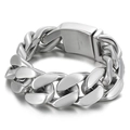 Poliertes silbernes Panzerarmband für Herren aus 316L Edelstahl auf grauem Hintergrund - Polierter Silber-Stil (KB26930-D)