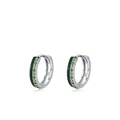 Orecchini a cerchio in argento S925 con smalto verde scuro e zirconi gialli e verdi - Argento 925 / Argento