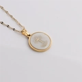 Collana con ciondolo croce di Gerusalemme dorata con inserto in conchiglia da uomo - Stile Disco Gerusalemme (ML-SSN0016)