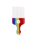 Rainbow afro hair pick with fist-shaped handle and durable metal teeth comb - K3 / Rainbow