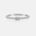 S925 sterling silver ring featuring a round brilliant cut diamond and pavé setting - US 6 / Silver Classic Prongs