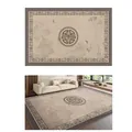 Beige modern rectangle rug with traditional lotus and dragonfly waterproof pattern - Loop Pile Cotton Fabric - First Clearing [chinese Style] / 200cm X 300cm [upgraded Five-proof Fabric]