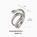 Silver adjustable stainless steel ring with minimalist irregular hollow geometric curves - Silver