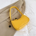 Minimalist bright yellow faux leather underarm bag for women with sleek shoulder strap - Yellow
