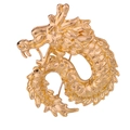 Detailed close-up of a golden vintage dragon brooch showing intricate metal textures - Imitation Gold