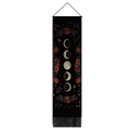 Gothic mushroom tapestry with moon phases, orange flowers and black fabric with tassels - Style 8 / 32.5x130cm