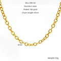 Détail de la chaîne en acier inoxydable doré de 45cm avec maillons de 4mm et spécifications - Collier (ZN396G) / Longueur 45cm/Largeur 4mm / Doré