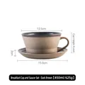 Vintage 450ml dark brown stoneware coffee cup and saucer set with grainy texture - Breakfast Cup & Saucer Set / Dark Brown