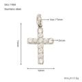 Minimalistischer Kreuzanhänger aus 18K vergoldetem Edelstahl mit Zirkonia-Inlay - Silberner Zirkon Kreuz Anhänger (ZP1984S)
