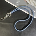 Detail view of bright blue rhinestone phone lanyard with silver swivel clasp and ring - 6mm Rhinestone Pendant / Sky Blue (K3137)