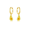 Elegant S925 sterling silver avocado drop earrings with gold finish and colorful enamel - 925 Silver / Avocado