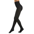 Detail der schwarzen transparenten Leggings mit hohem Bund und dezentem Sternenmuster - Unterteile / 220g Dünnes Fleece / Sternenmuster Durchscheinende Strumpfhose