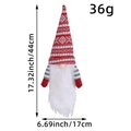 Funda de botella de gnomo de Navidad en punto rojo y gris con altura de 44cm - Funda de Gnomo de Rayas Rojas y Blancas / Rayas rojas y blancas