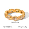 Detailed view of gold-plated pear-cut cubic zirconia ring with size and weight specs - Number 6 / Pear Style (HC-R30604)