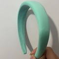 Chic mint green padded headband for women with premium fabric finish and volume effect - Cyan