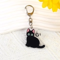 Mignon porte-clés chat noir en acrylique avec grands yeux verts et fermoir argenté - Style 2 Petit chat noir [B257]