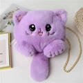 Sac bandoulière chat en peluche violette avec fourrure douce et chaîne dorée - Taro Violet