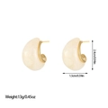 French style 18K gold plated C-shape earrings with cream resin water drop design - White