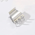 Close-up of a small silver metal hair claw clip with four teeth on white background - Alloy / Silver (C6501)