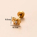 Goldener Schmetterling-Knorpelohrring mit Zirkonia und Flachkopf-Schraubverschluss - 6# Schmetterling / Gold