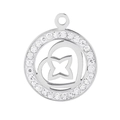 Detail of silver stainless steel pendant with crystal halo and hollow heart design - Steel Color (KLJ2727-Z)