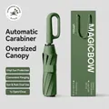 Olive green automatic folding umbrella with ring-buckle handle and premium gift box - Extra Large 20 Ribs - Buckle Series / Forest Green