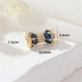 Connettore per gioielli a fiocco placcato oro 14k con pietre blu scuro - Oro 14K / Zircone Blu