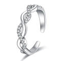Minimalist silver intertwining open ring with sparkling pavé-set stones for women - Twisted Rhinestone / Platinum Color-J260