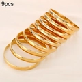 9pcs set of 8mm wide polished gold stainless steel bangles with minimalist round design - Width 8mm Inner Diameter 60mm / [9 Rings] Gold