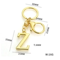Golden stainless steel letter Z keychain pendant with lobster clasp and dimension markings - Letter Z