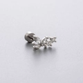 Silver curved cartilage stud earring with cubic zirconia crystals and flat back - Curved Marquise Zirconia Style (A76-1# Single)