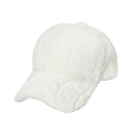 Gorra de béisbol de piel sintética blanca para mujer con diseño grueso y cálido - Blanco