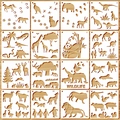 Lot de 16 pochoirs d'animaux en PET blanc pour la peinture DIY et le dessin créatif - Monde Animal Carré 15cm (16 Feuilles)