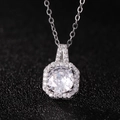 Elegant square perfume bottle pendant necklace with sparkling crystal zircon stone - White Pendant Only (Without Chain)