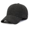 Gorra de béisbol de invierno para hombre en lana gris oscuro con orejeras y forro - Ajustable / Gris
