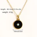 Gold titanium necklace with a blue devil eye pendant on a fine O-link chain, 14mm size - Black Round Evil Eye Style (Style 4)