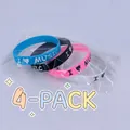 Detailed view of 4-piece set music silicone wristbands in blue black pink and white - 4 Pieces/Set (Blue/Black/Pink/White)