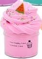 Pink scented slime with watermelon slice charm and sprinkles in a clear container - Light Pink Watermelon 50ml