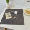 Minimalist dark grey square placemat with white typography for modern home dining decor - 43x43cm / Dark Gray