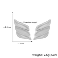 Gold-plated wing-shaped titanium steel stud earrings with geometric square accents - Steel Color (F1070)