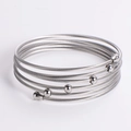 Bracciale a cavo multistrato in acciaio inossidabile argento con perle tonde lucide - Color Acciaio