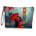 Kosmetiktasche mit London Big Ben Motiv, Reißverschluss und praktischer Handschlaufe - Londoner Straße Romantisches Paar Mit Gurt (xy-069-3) / 17*25cm