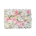 Artificial flower wall panel with white and pink roses for wedding backdrop decor - Candy White Pink