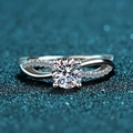 Silver-white round brilliant cut moissanite ring with twisted infinity band design - 1 Carat [white Gold] Ljz-08 / Adjustable Open