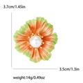 Broche de flor brillante con degradado, perla central y medidas de tamaño precisas - Degradado Naranja Verde / Verde